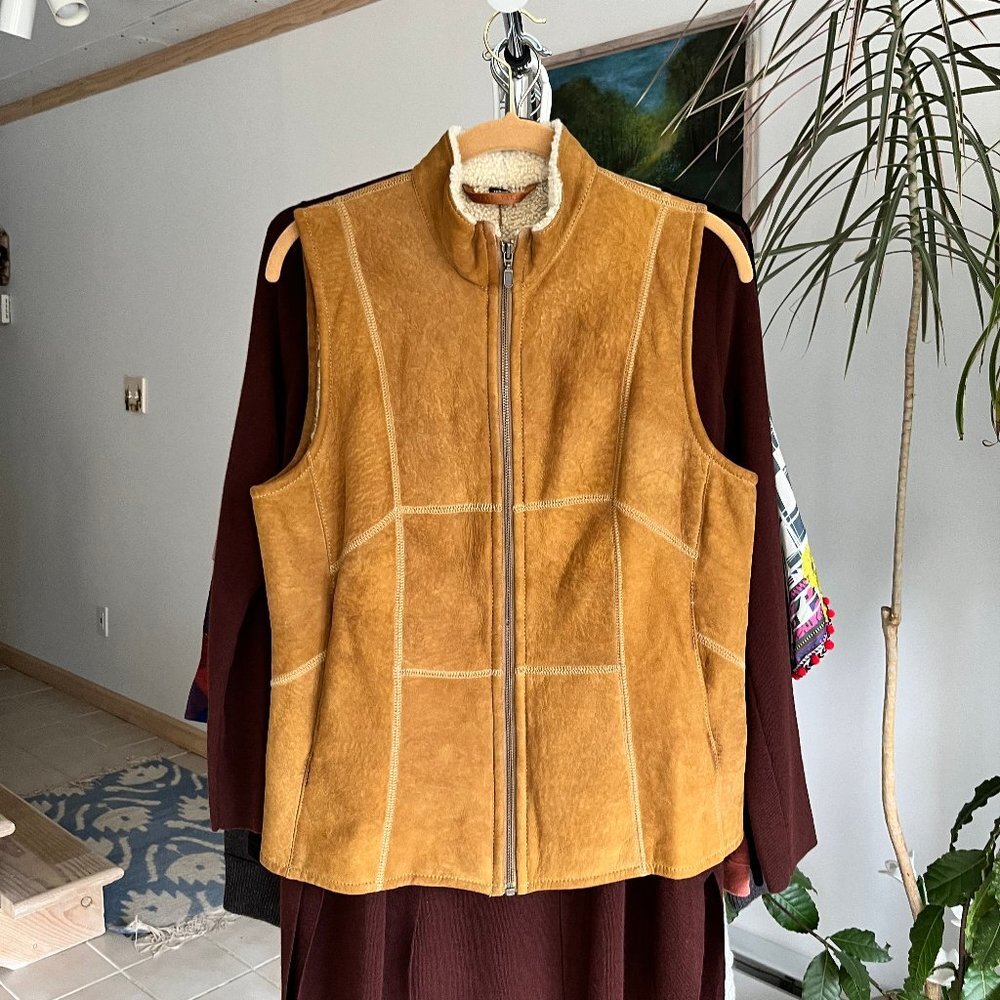 Audrey Robert Talbott Suede Shearling Leather Vest